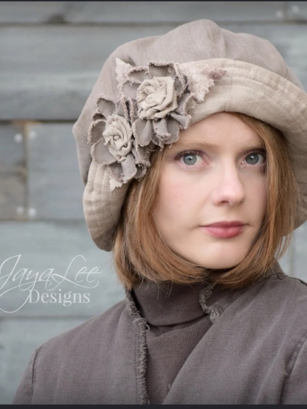 Shabby Chic Wide Brim Cloche Hat by Jaya-Lee Designs Brown Vintage Style